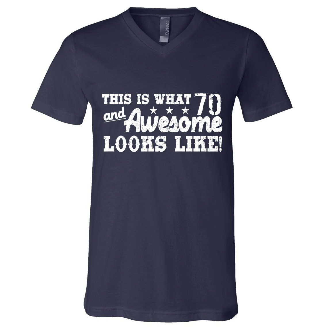 70th Birthday This Is What Awesome Looks Like  V-Neck T-Shirt