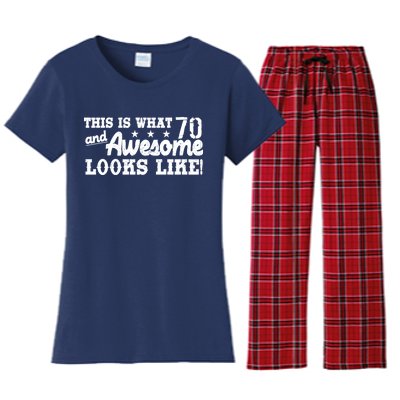 70th Birthday This Is What Awesome Looks Like  Women's Flannel Pajama Set