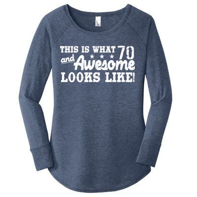 70th Birthday This Is What Awesome Looks Like  Women's Perfect Tri Tunic Long Sleeve Shirt