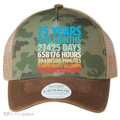 75 Years Of Being Awesome Birthday Time Breakdown Legacy Tie Dye Trucker Hat
