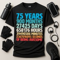 75 Years Of Being Awesome Birthday Time Breakdown Cooling Performance Crew T-Shirt