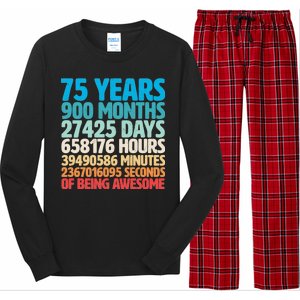 75 Years Of Being Awesome Birthday Time Breakdown Long Sleeve Pajama Set