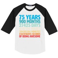 75 Years Of Being Awesome Birthday Time Breakdown Baseball Sleeve Shirt