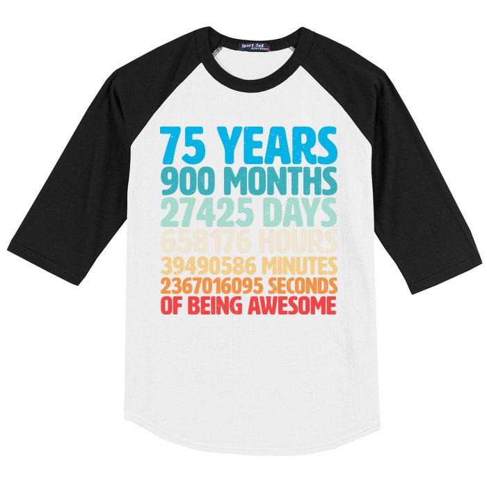 75 Years Of Being Awesome Birthday Time Breakdown Baseball Sleeve Shirt