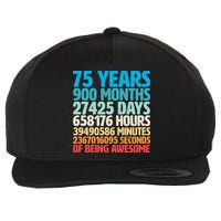 75 Years Of Being Awesome Birthday Time Breakdown Wool Snapback Cap