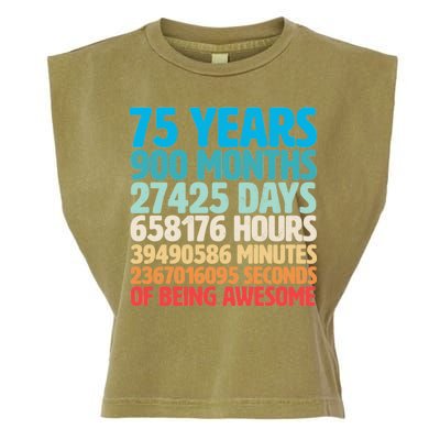 75 Years Of Being Awesome Birthday Time Breakdown Garment-Dyed Women's Muscle Tee