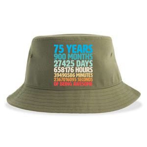 75 Years Of Being Awesome Birthday Time Breakdown Sustainable Bucket Hat