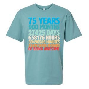 75 Years Of Being Awesome Birthday Time Breakdown Sueded Cloud Jersey T-Shirt