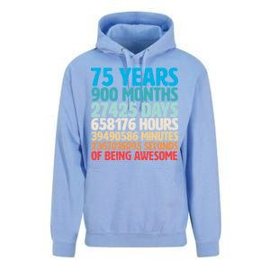 75 Years Of Being Awesome Birthday Time Breakdown Unisex Surf Hoodie