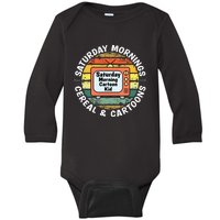 70s 80s 90s Retro Saturday Mornings Cereal And Cartoons Baby Long Sleeve Bodysuit