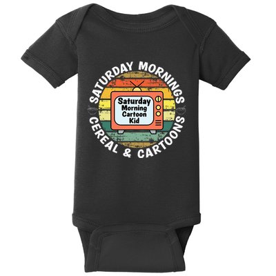 70s 80s 90s Retro Saturday Mornings Cereal And Cartoons Baby Bodysuit