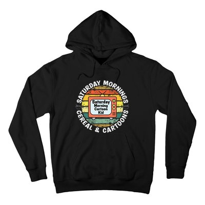 70s 80s 90s Retro Saturday Mornings Cereal And Cartoons Hoodie