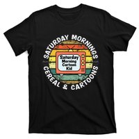 70s 80s 90s Retro Saturday Mornings Cereal And Cartoons T-Shirt