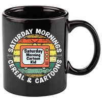 70s 80s 90s Retro Saturday Mornings Cereal And Cartoons 11oz C Handle Ceramic Mug