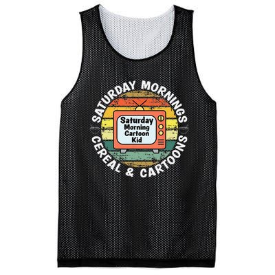 70s 80s 90s Retro Saturday Mornings Cereal And Cartoons Mesh Reversible Basketball Jersey Tank