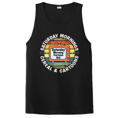 70s 80s 90s Retro Saturday Mornings Cereal And Cartoons PosiCharge Competitor Tank