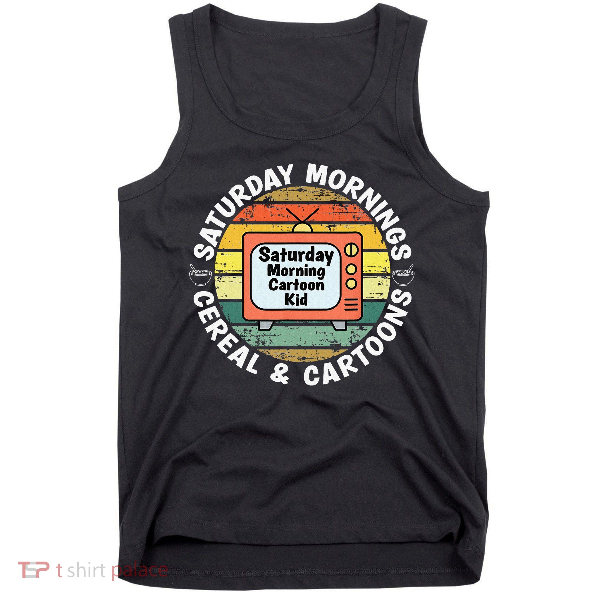 70s 80s 90s Retro Saturday Mornings Cereal And Cartoons Tank Top