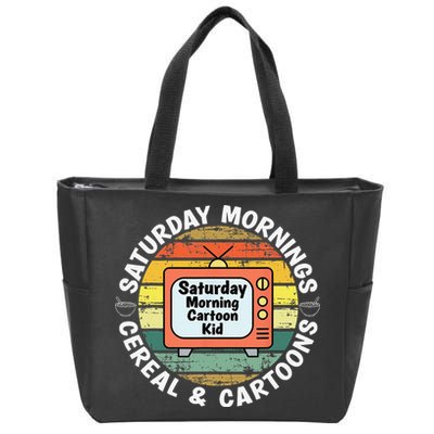 70s 80s 90s Retro Saturday Mornings Cereal And Cartoons Zip Tote Bag