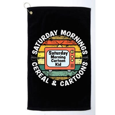 70s 80s 90s Retro Saturday Mornings Cereal And Cartoons Platinum Collection Golf Towel