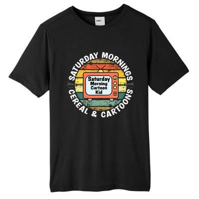 70s 80s 90s Retro Saturday Mornings Cereal And Cartoons Tall Fusion ChromaSoft Performance T-Shirt