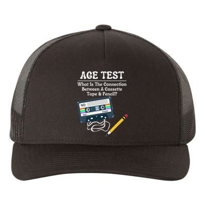 70S 80S 90S Vintage Cassette Tape & Pencil Funny Age Test Yupoong Adult 5-Panel Trucker Hat