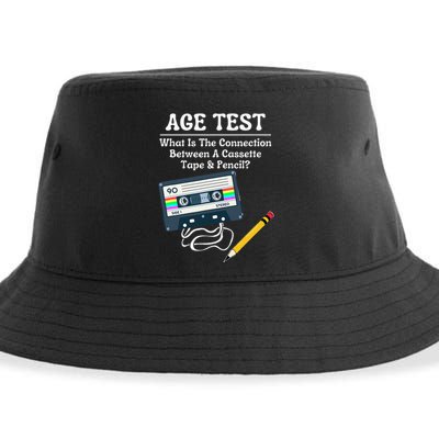 70S 80S 90S Vintage Cassette Tape & Pencil Funny Age Test Sustainable Bucket Hat