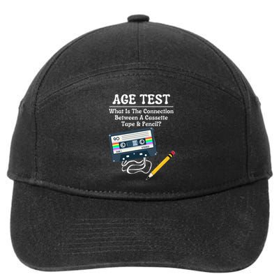 70S 80S 90S Vintage Cassette Tape & Pencil Funny Age Test 7-Panel Snapback Hat