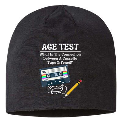 70S 80S 90S Vintage Cassette Tape & Pencil Funny Age Test Sustainable Beanie