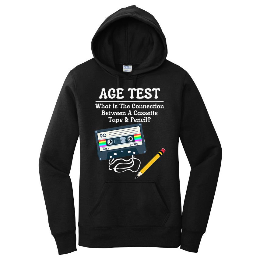 70S 80S 90S Vintage Cassette Tape & Pencil Funny Age Test Women's Pullover Hoodie