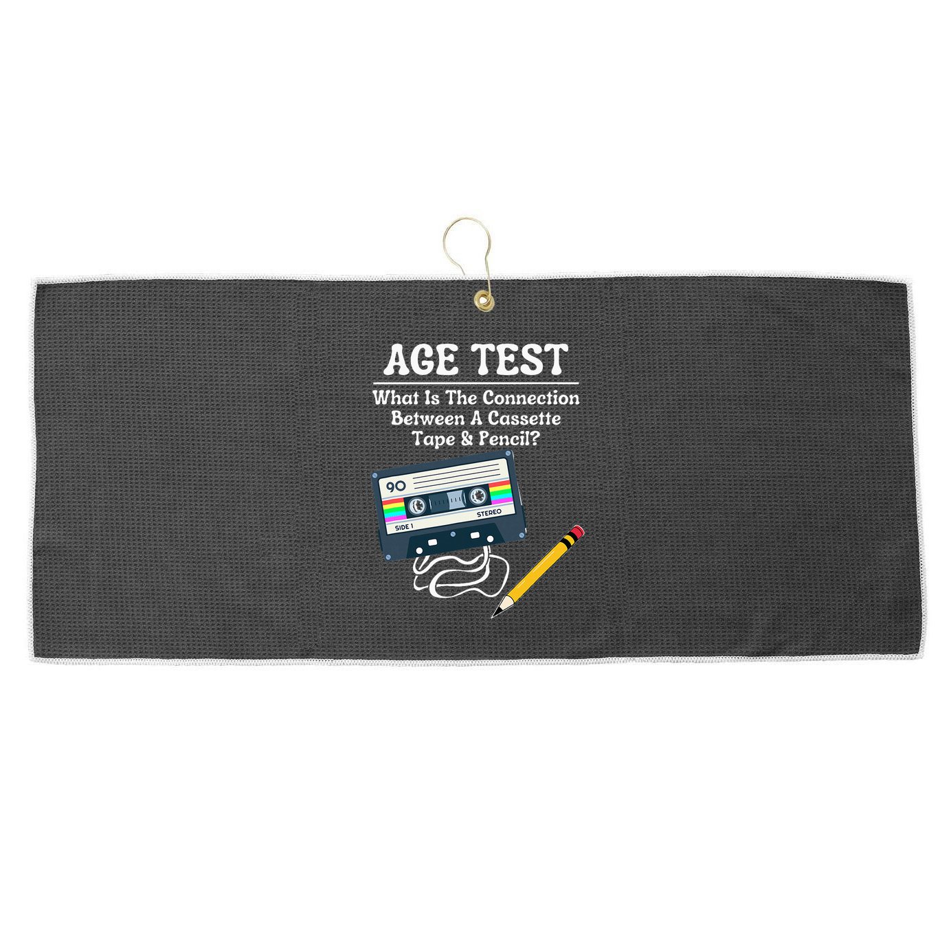 70S 80S 90S Vintage Cassette Tape & Pencil Funny Age Test Large Microfiber Waffle Golf Towel