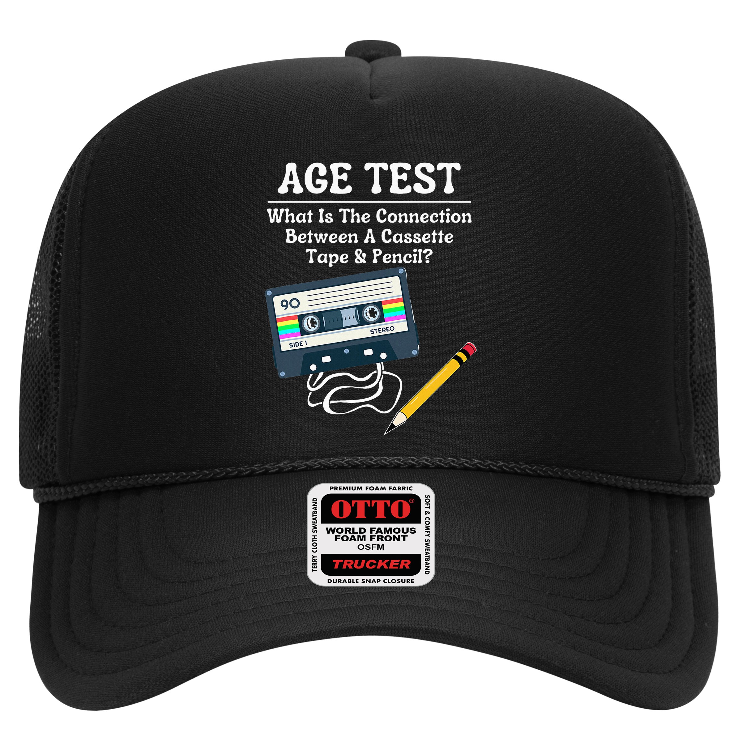 70S 80S 90S Vintage Cassette Tape & Pencil Funny Age Test Hat