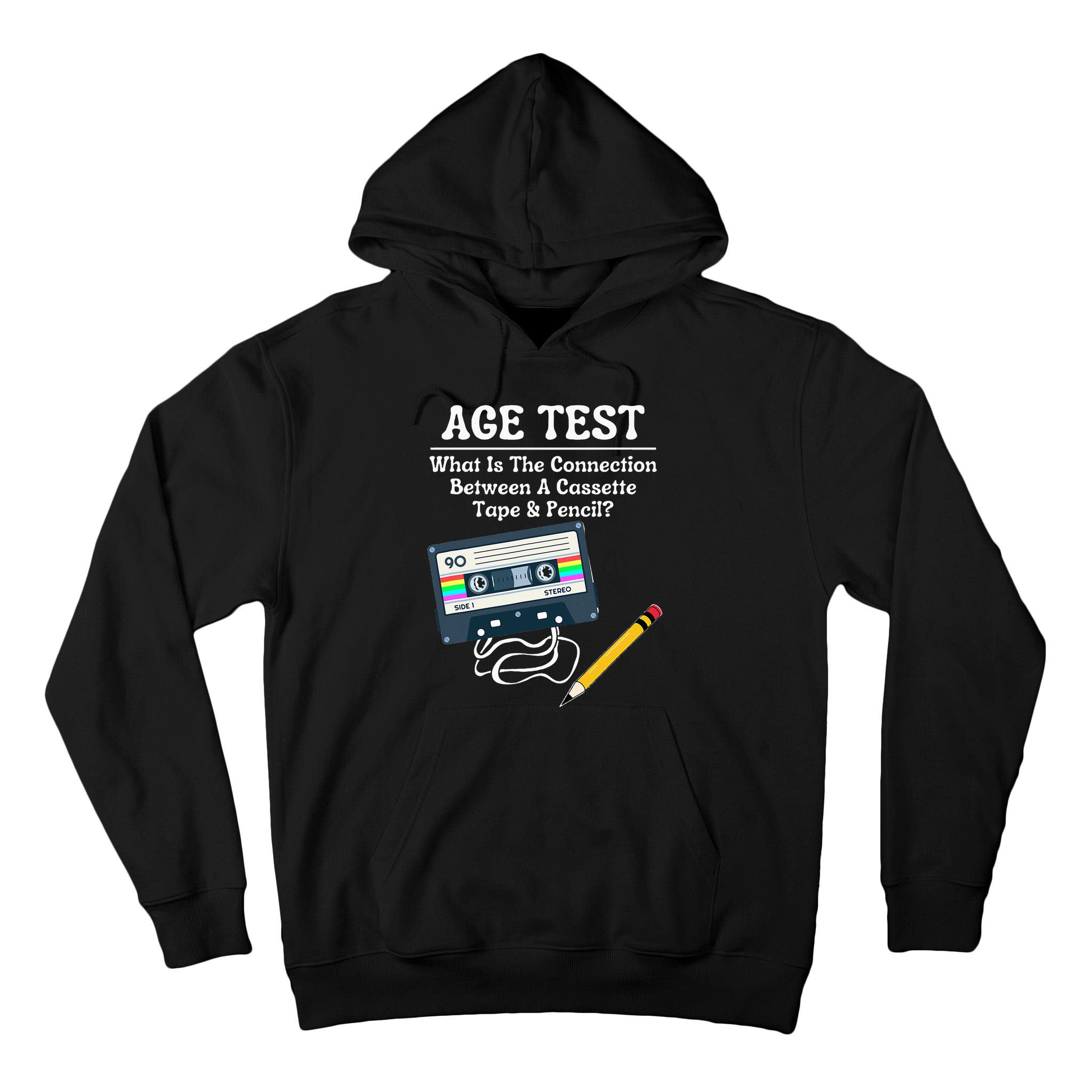 70S 80S 90S Vintage Cassette Tape & Pencil Funny Age Test Tall Hoodie