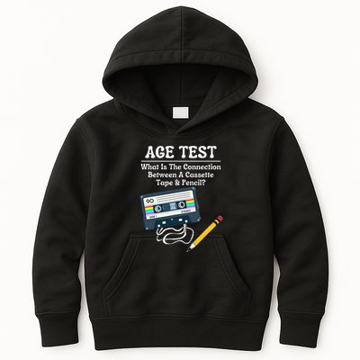 70S 80S 90S Vintage Cassette Tape & Pencil Funny Age Test Kids Hoodie