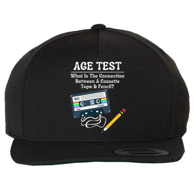 70S 80S 90S Vintage Cassette Tape & Pencil Funny Age Test Wool Snapback Cap