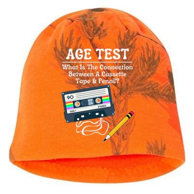 70S 80S 90S Vintage Cassette Tape & Pencil Funny Age Test Kati - Camo Knit Beanie