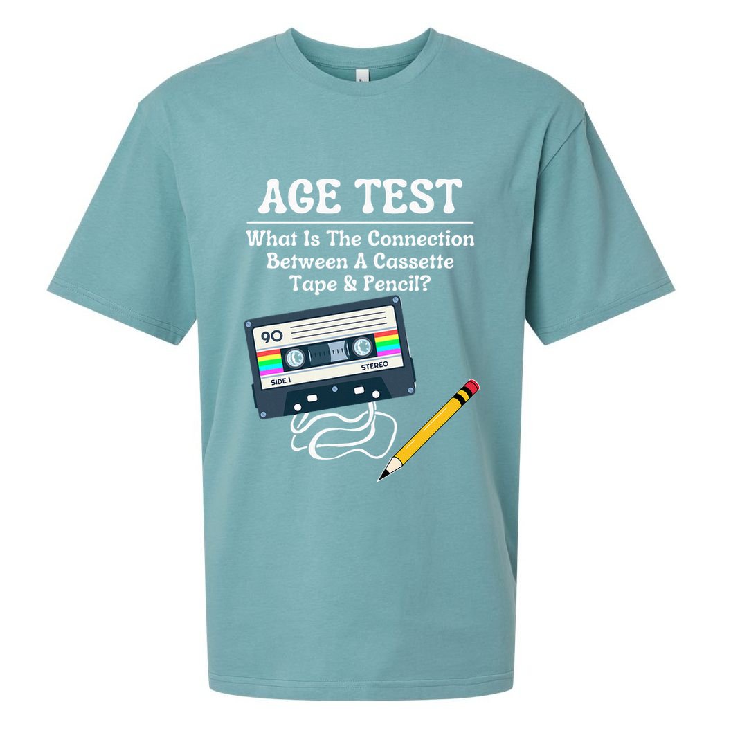 70S 80S 90S Vintage Cassette Tape & Pencil Funny Age Test Sueded Cloud Jersey T-Shirt