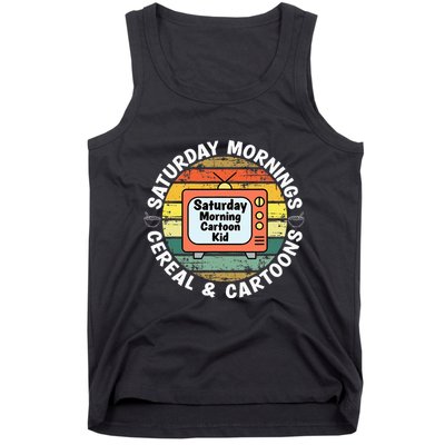70s 80s 90s Retro Saturday Mornings Cereal And Cartoons Tank Top