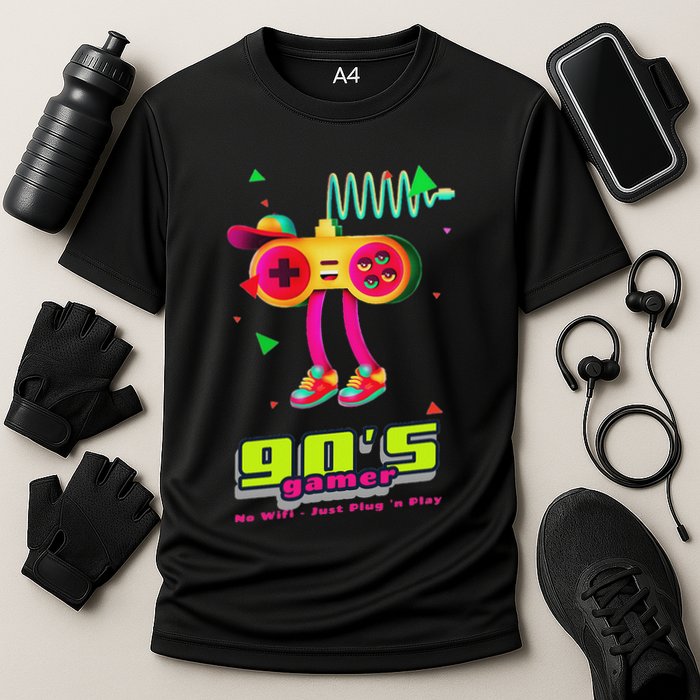 70s 80s 90s Arcade Video Game Old School Gamer Cooling Performance Crew T-Shirt