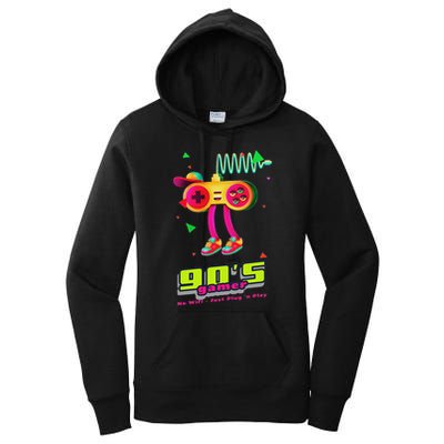 70s 80s 90s Arcade Video Game Old School Gamer Women's Pullover Hoodie