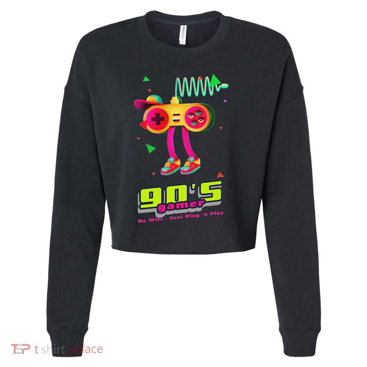 70s 80s 90s Arcade Video Game Old School Gamer Cropped Pullover Crew