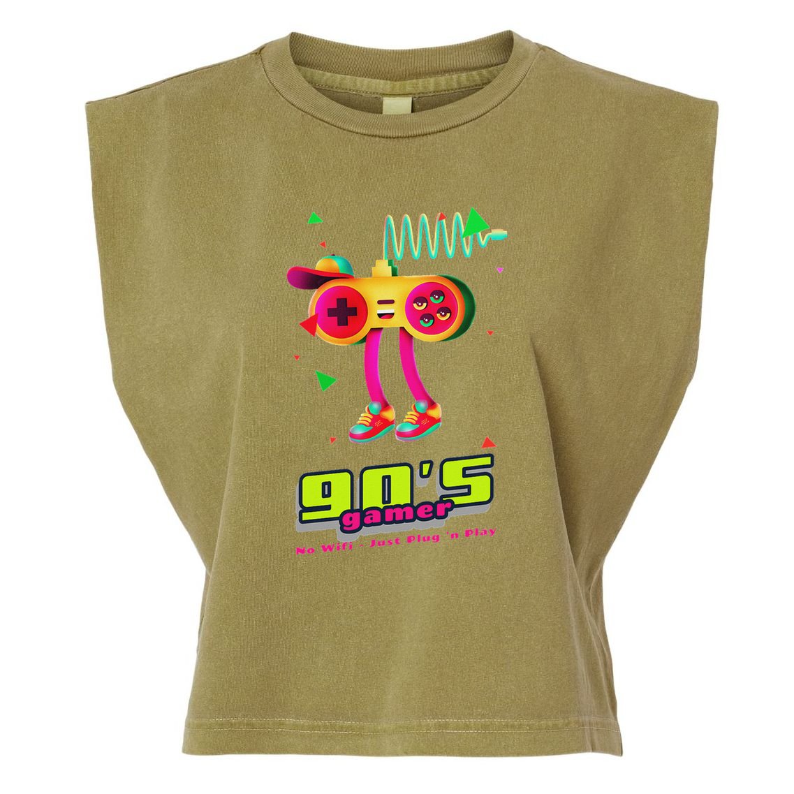 70s 80s 90s Arcade Video Game Old School Gamer Garment-Dyed Women's Muscle Tee