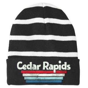 70s 80s Cedar Rapids Iowa Striped Beanie with Solid Band