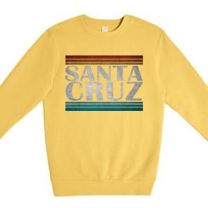 70s 80s Ca California Holiday Summer Santa Cruz Beach Sunset Gift Premium Crewneck Sweatshirt