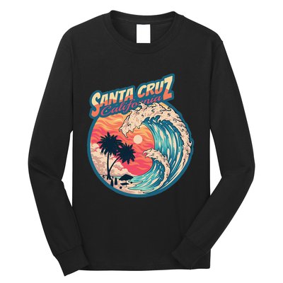 70s 80s In California City Santa Cruz Surfing Huge Wave Long Sleeve Shirt
