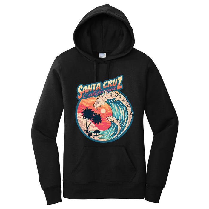 70s 80s In California City Santa Cruz Surfing Huge Wave Women's Pullover Hoodie