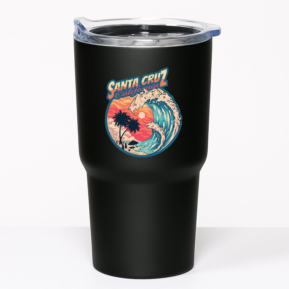 70s 80s In California City Santa Cruz Surfing Huge Wave Tumbler