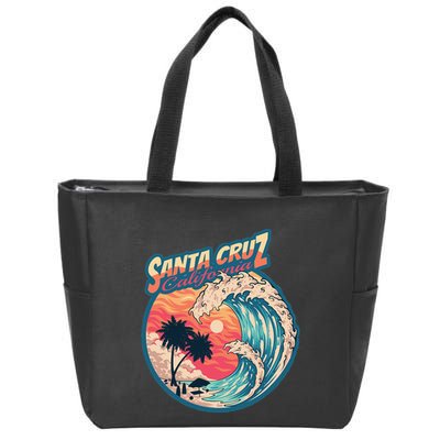 70s 80s In California City Santa Cruz Surfing Huge Wave Zip Tote Bag
