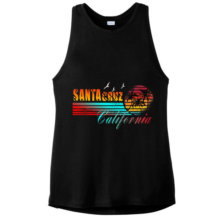 70s 80s In California City Santa Cruz Ladies PosiCharge Tri-Blend Wicking Tank