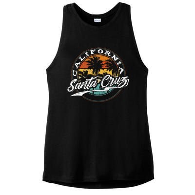 70s 80s In California City Santa Cruz Surfing Ladies PosiCharge Tri-Blend Wicking Tank