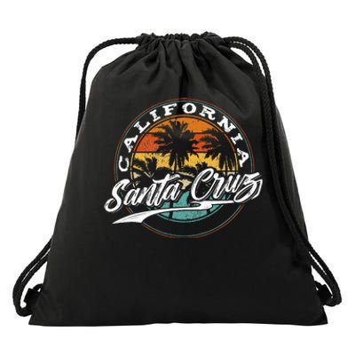 70s 80s In California City Santa Cruz Surfing Drawstring Bag